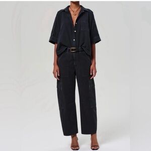 Citizens of Humanity Marcelle Cargo Denim in Washed Black Size 26